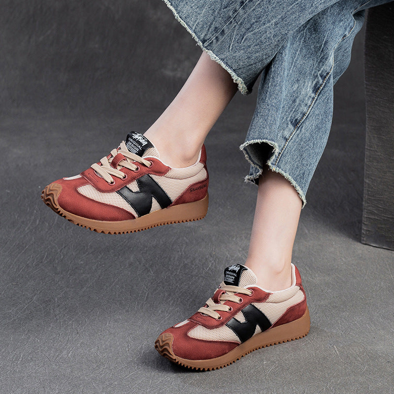 Women's Retro Breathable Mesh Platform Comfortable Color Casual Shoes