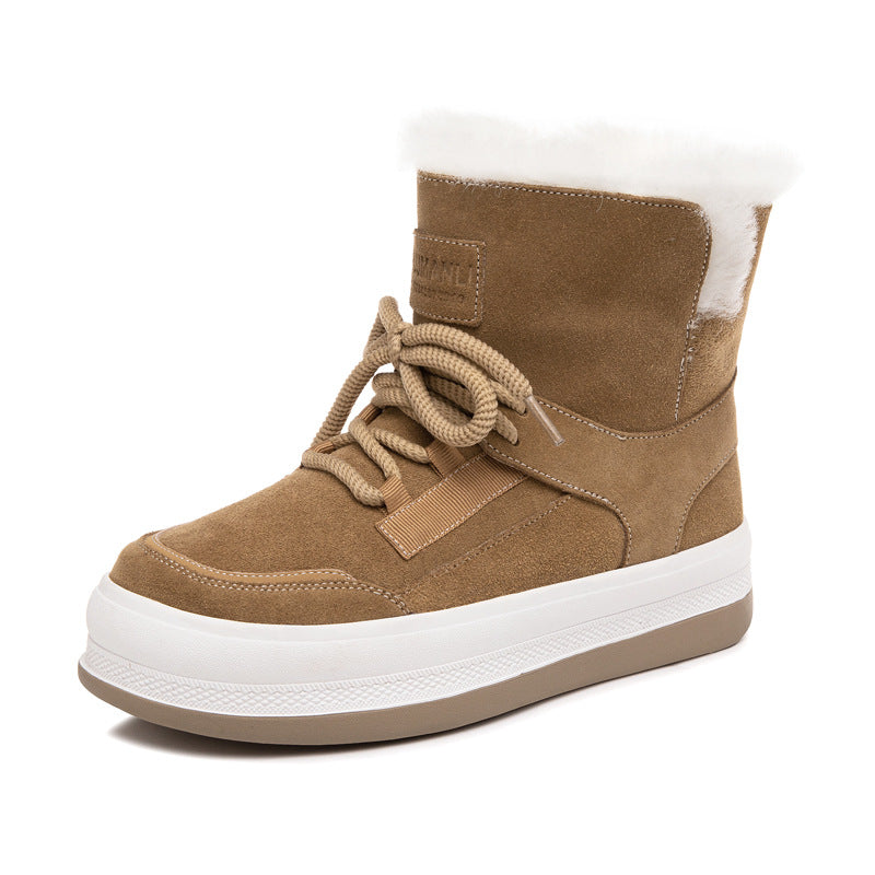 Women's Genuine Comfortable Wearable Trendy Natural Solid Color With Snow Boots