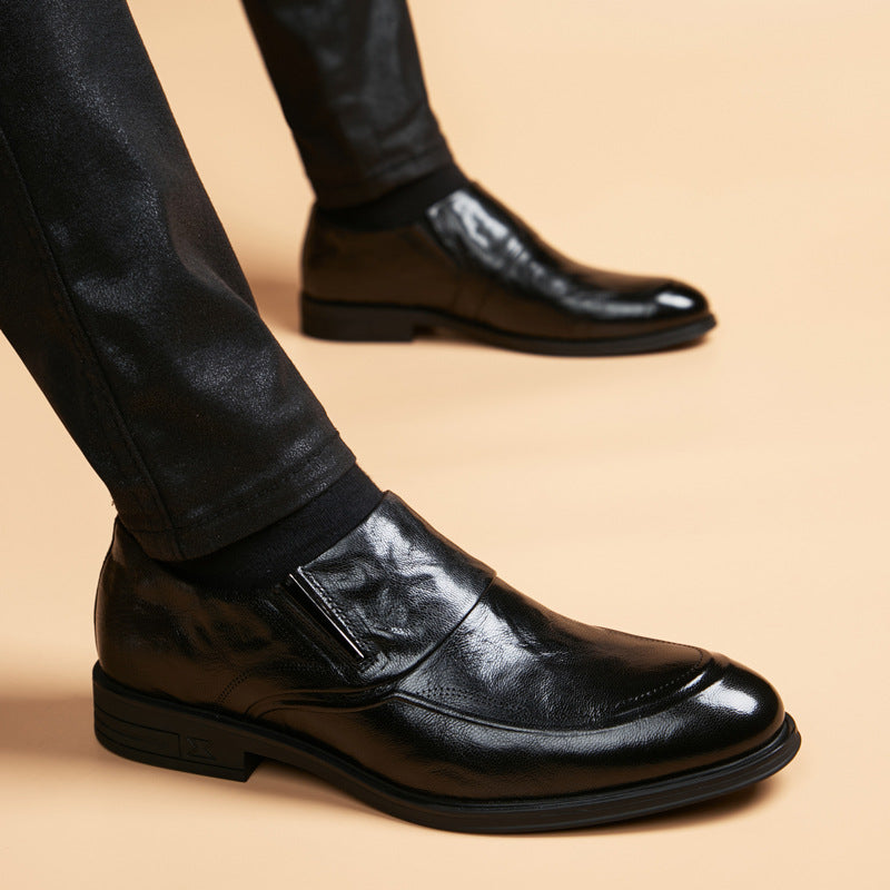 Men's British Style Slip-on Formal Wear Derby Leather Shoes