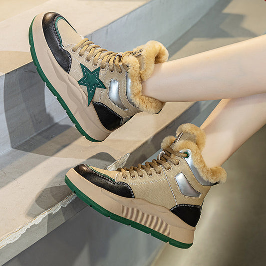 Women's Size Winter Platform Genuine Northeast Wool Snow Boots