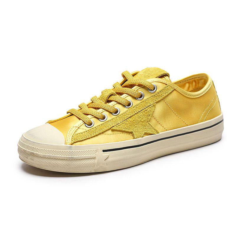 Women's Satin Surface Star Pattern Flat Board Sports Women's Casual Shoes