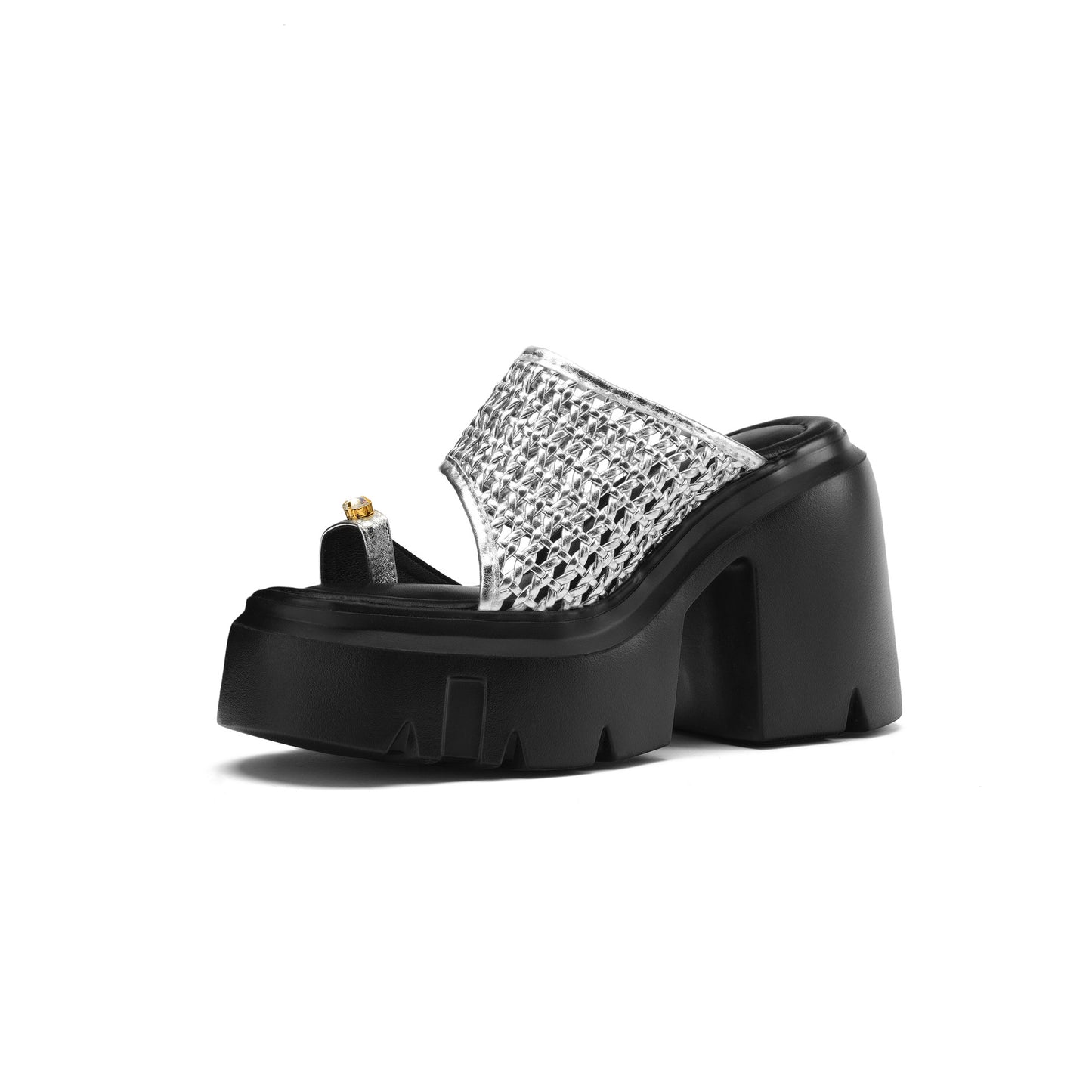 Women's For Outdoors Woven Hollowed Summer Super High Toe Ring Thick-soles Slippers