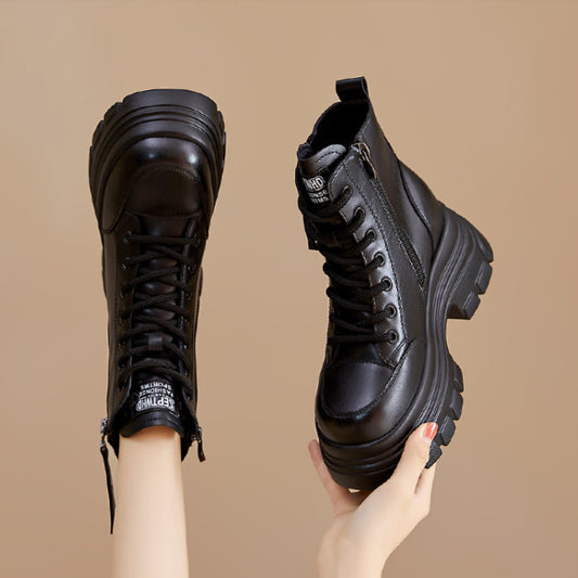 Women's For British Style Autumn Small Man Ankle Thick Boots