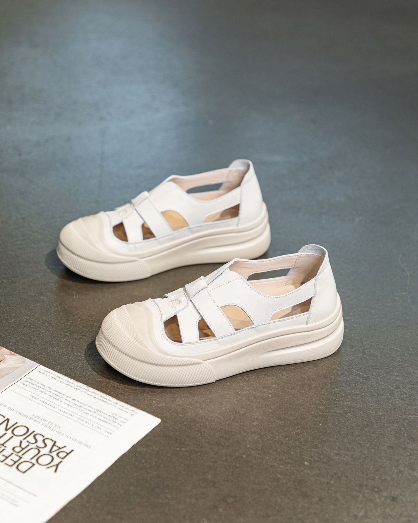 Women's Platform Top Layer Cowhide Sports Style Sandals