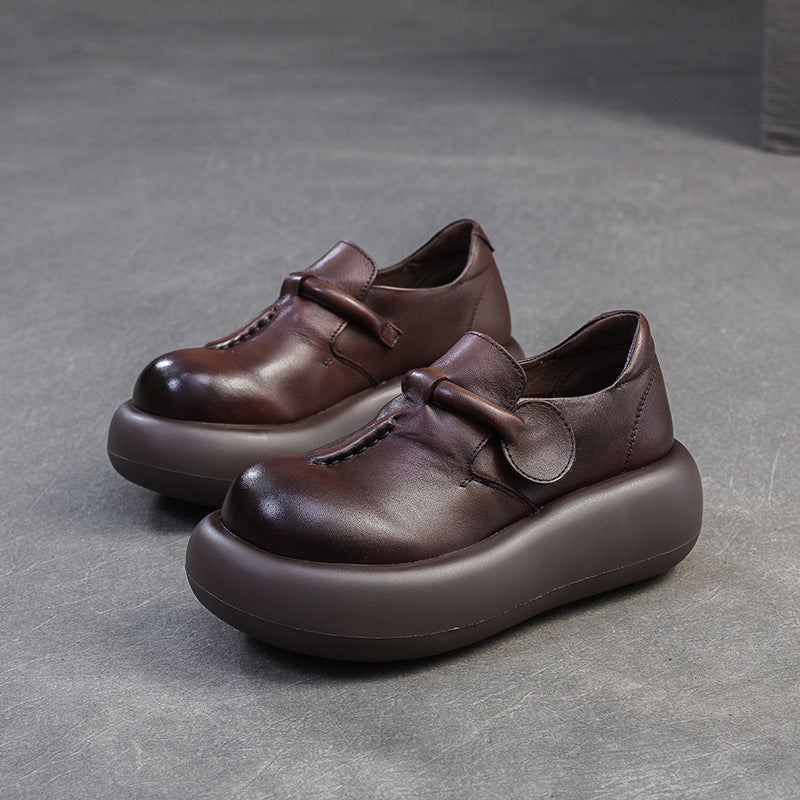 Women's Retro Simple First Layer Cowhide Comfort Commuter Women's Casual Shoes
