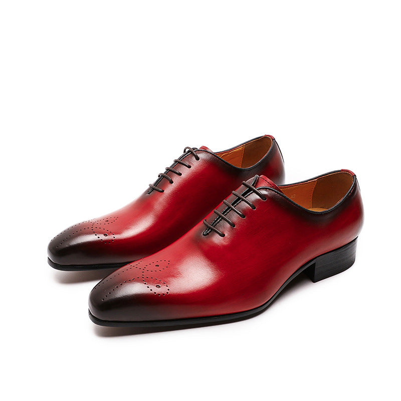 Men's Hand-rub Color Genuine Pointed Toe Men's Business Leather Shoes