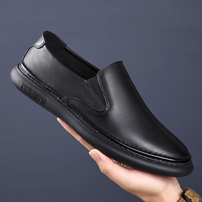 Men's Summer Slip-on Soft Bottom Cowhide Breathable Casual Shoes