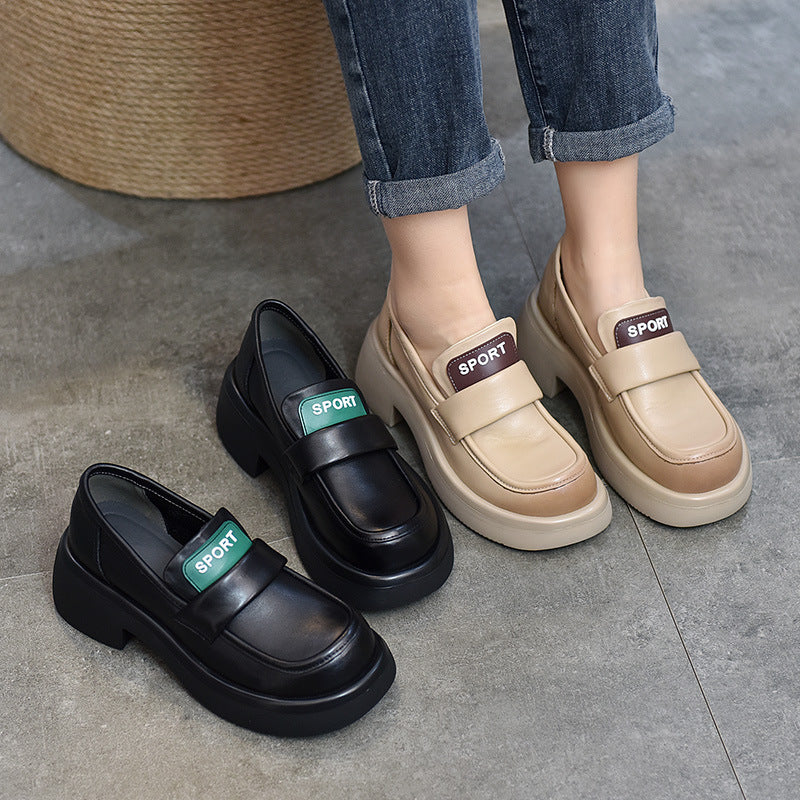 Women's Activity Price Cowhide Platform Waterproof British Style Casual Shoes