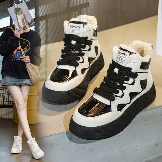 Women's Large Size Genuine Thick Fleece Short Snow Boots