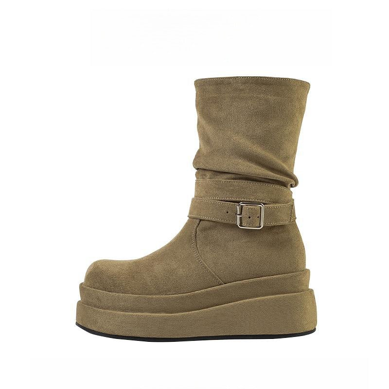 Women's Niche For Raise The Bottom Martin Pleated Suede Fashion Boots