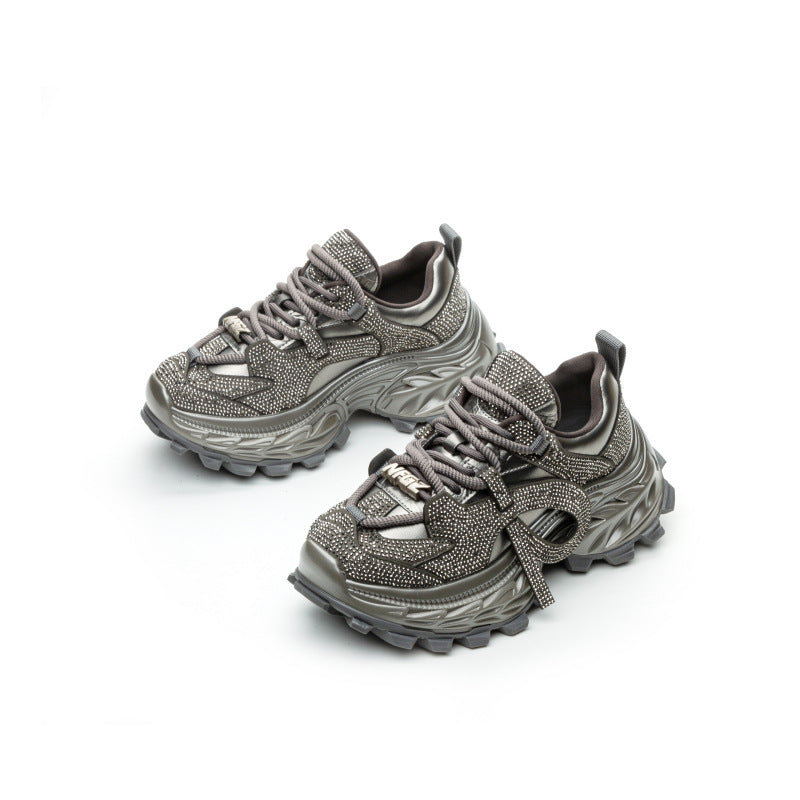 Women's Rhinestone Dad Platform Sports Pumps Fashion Sneakers