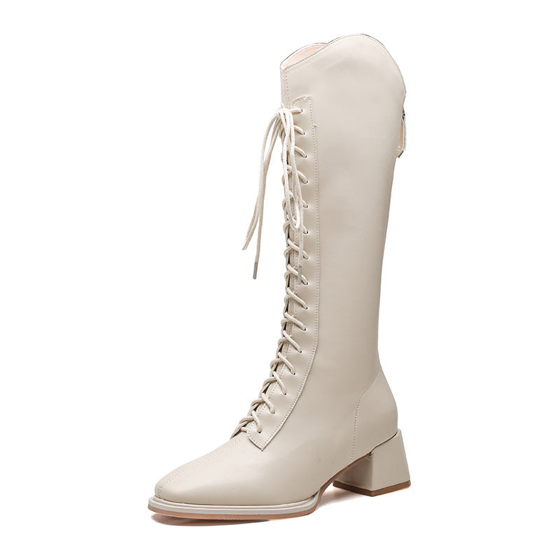 Women's High-heeled Thigh Female Square Toe Knight Boots