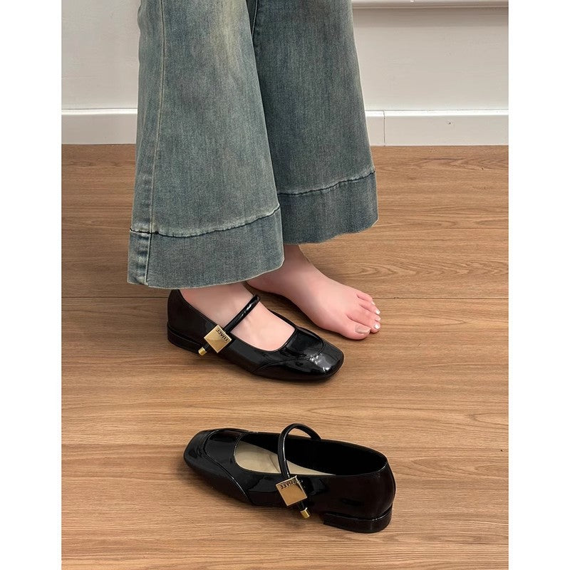 Women's Sheepskin Red Mary Jane French Vintage Low-cut Women's Shoes