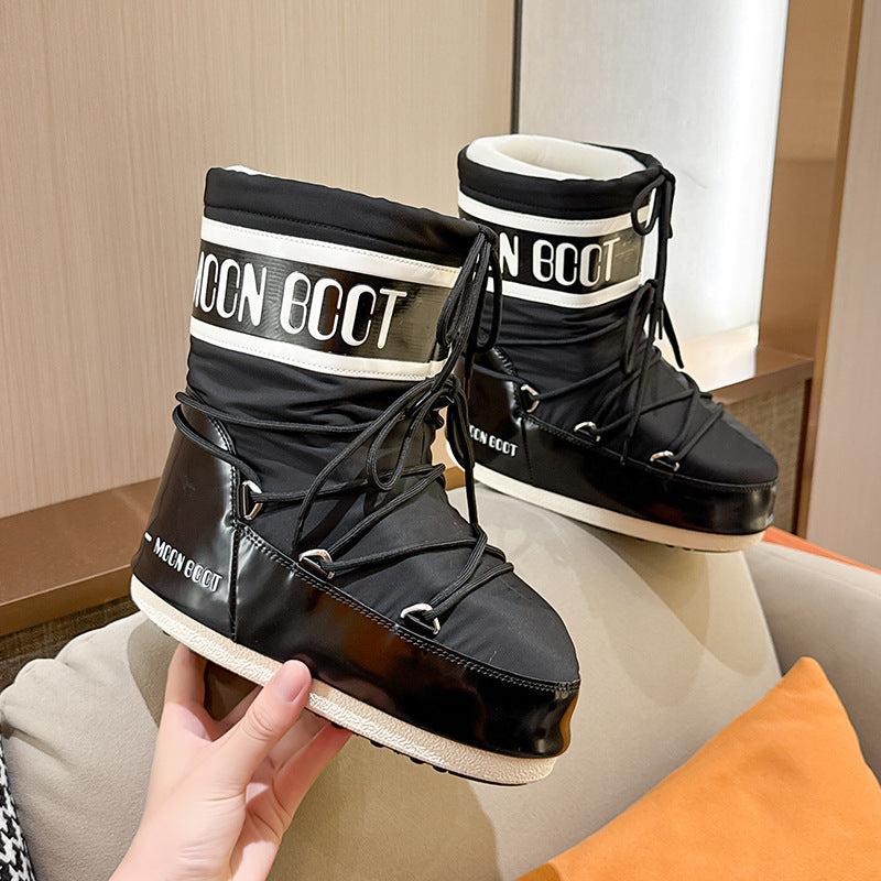 Women's Thick Warm Sleeve Cotton Strap Bread Snow Boots