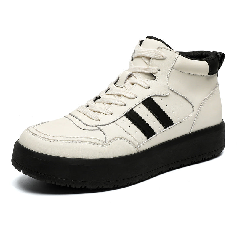 Men's Autumn Black Platform White High Top Sneakers