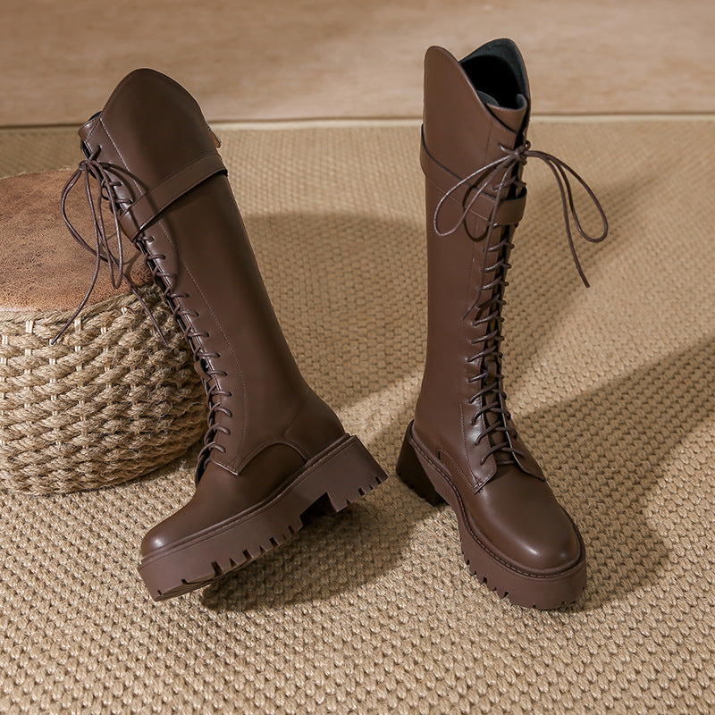 Women's Motorcycle Riding Thick Bottom Knee-high Slimming Boots