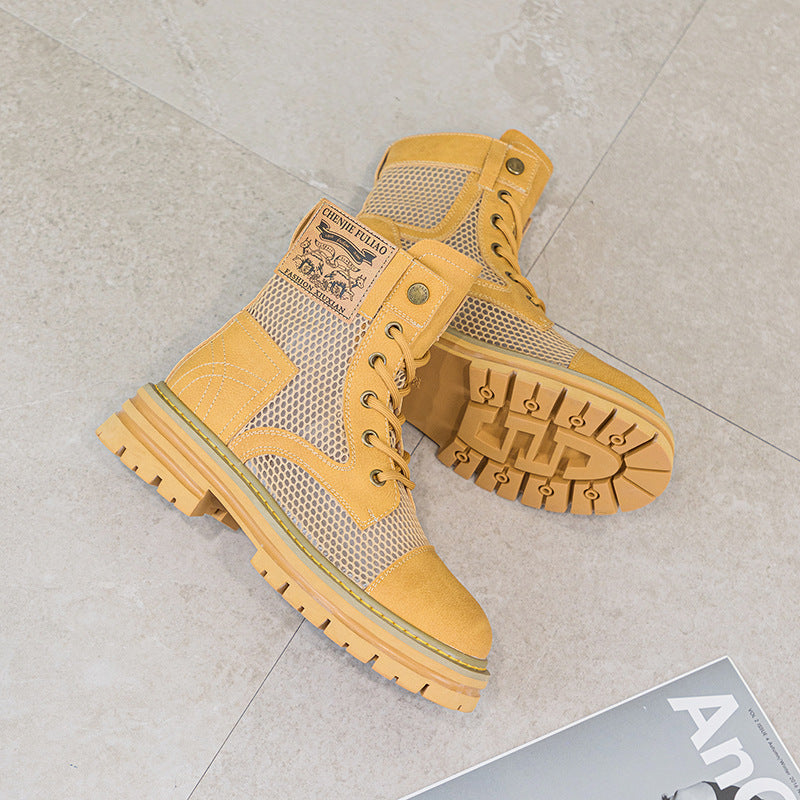 Women's Elevator Mesh Summer Hollow Thin Martin Boots