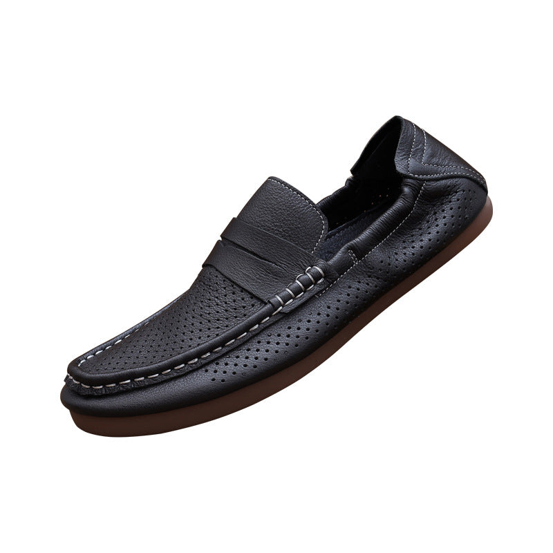 Men's Lightweight Breathable Korean Style Tods Soft Leather Shoes