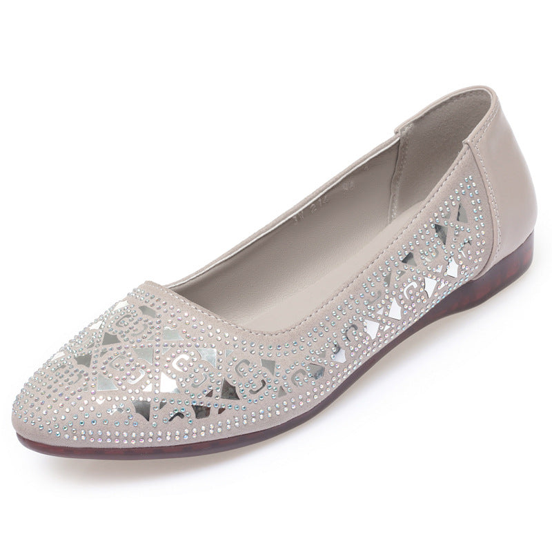Women's Flat Hollowed Pumps Low Mom Mesh Women's Shoes