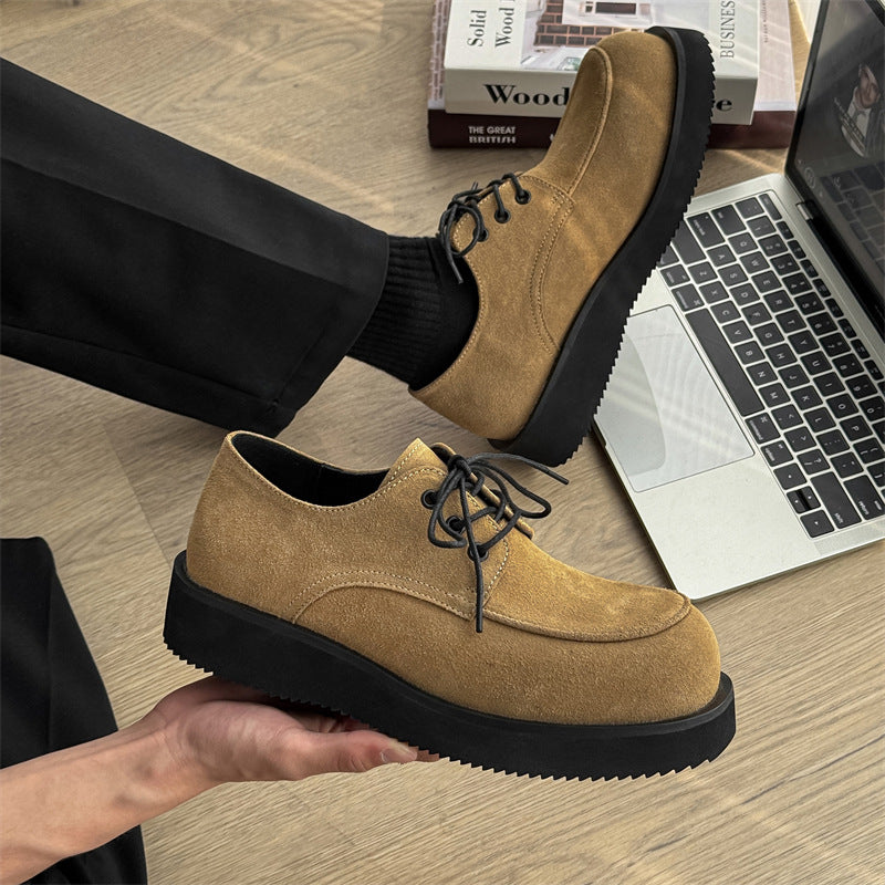 Men's Bottom Derby Commuter Height Increased Lovers British Style Leather Shoes
