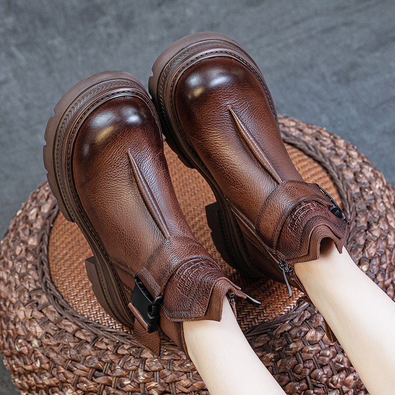 Women's Lightweight Soft Sole First Layer Cowhide Boots