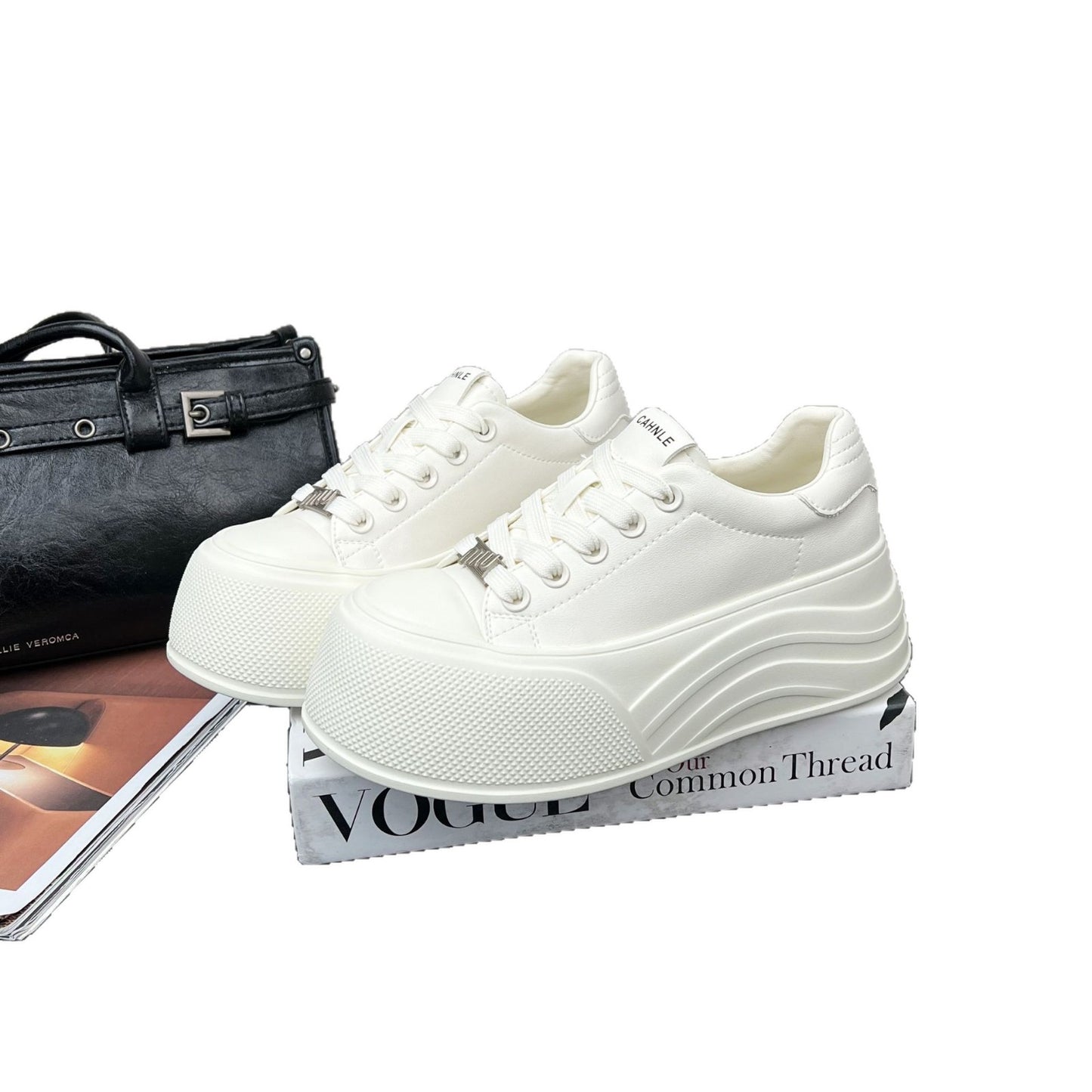 Women's Platform White Sports Height Increasing Round Women's Board Shoes