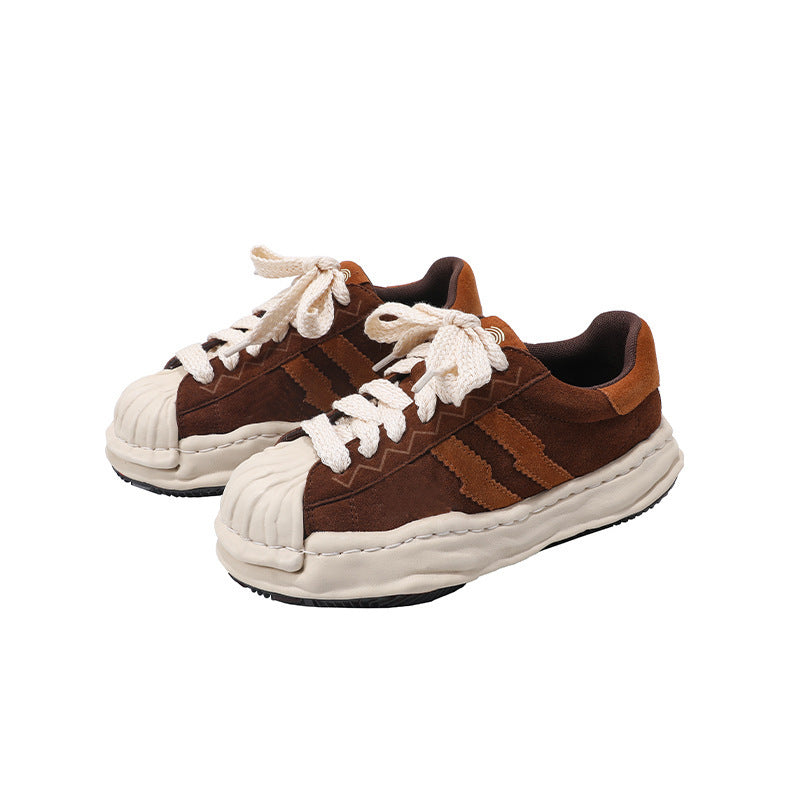 Women's & Men's Dissoed Shell Toe Round Board Color Casual Shoes