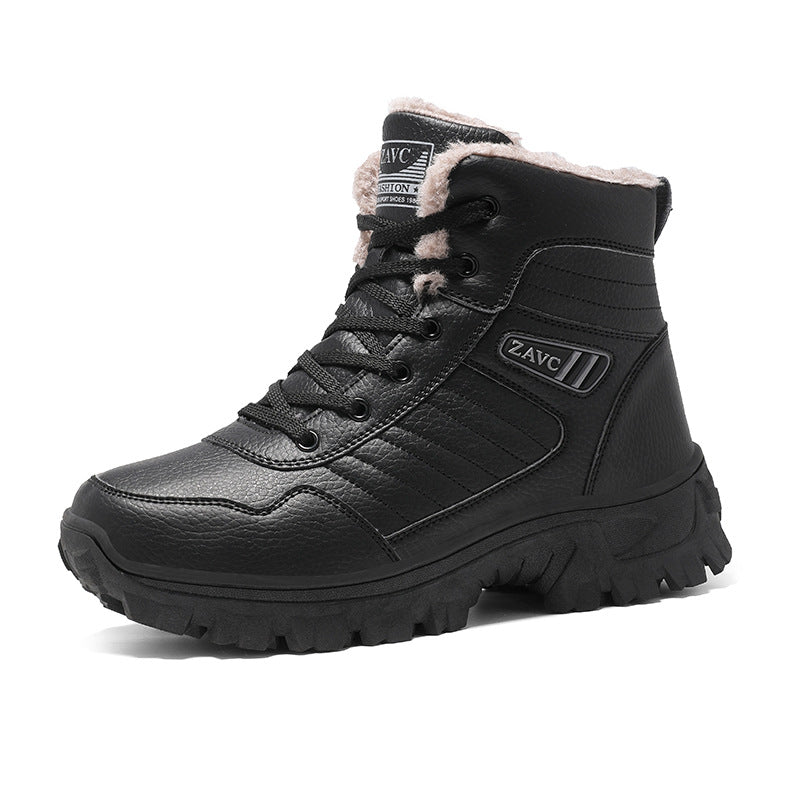 Men's Outdoor Plus Fluff Thickened Warm Black Snow Boots