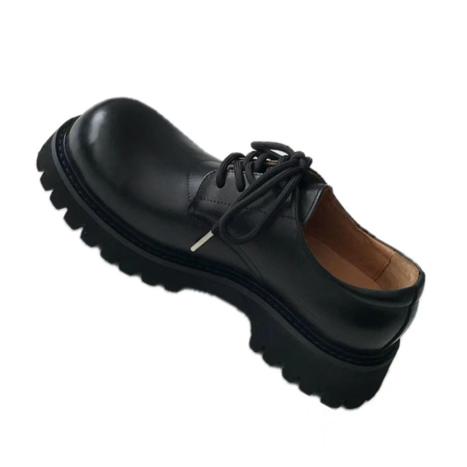 First Layer Cowhide Paris Mickey Big Head Commuter Platform Leather Shoes