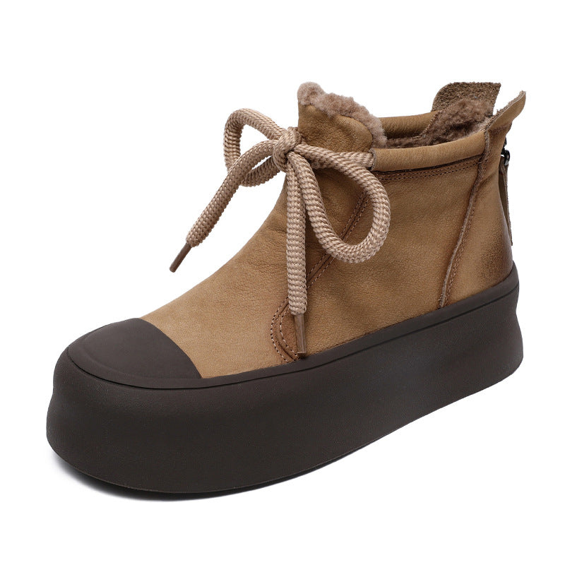 Women's Fleece-lined High Thick Bottom Versatile Handmade Snow Boots