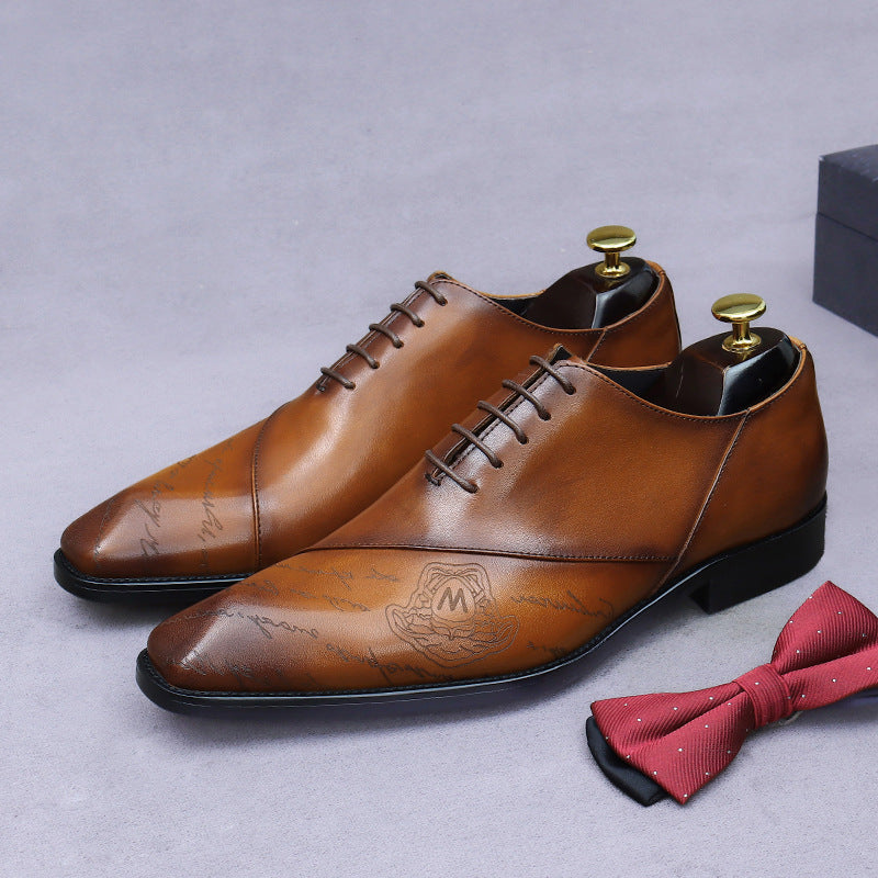 Men's Retro Diamond Head English Business British Leather Shoes