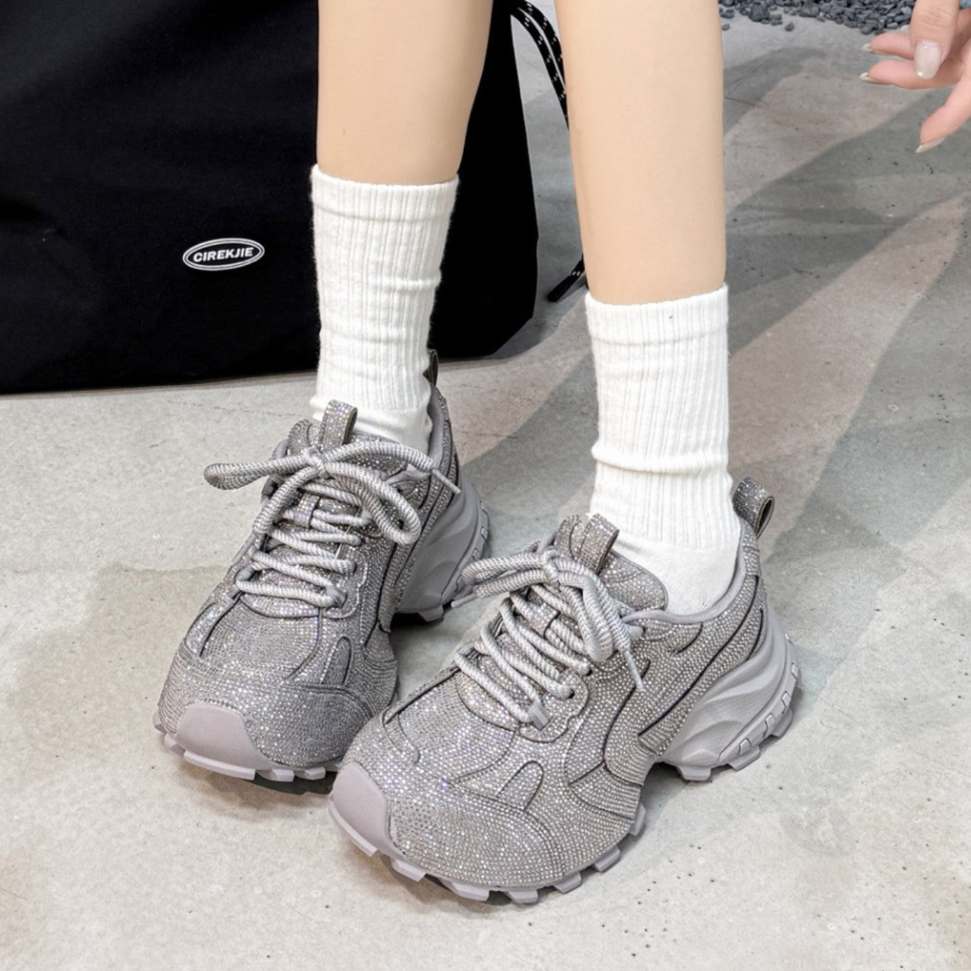 Women's Genuine Breathable Mesh Platform Heightened Daddy Women's Sports Shoes