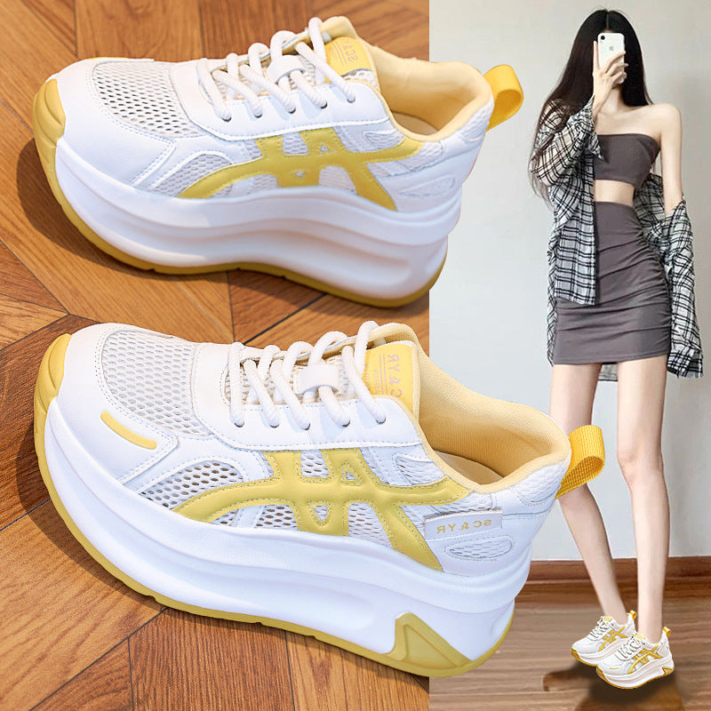 Women's Breathable White For Flat Skateboard Hollow Casual Shoes