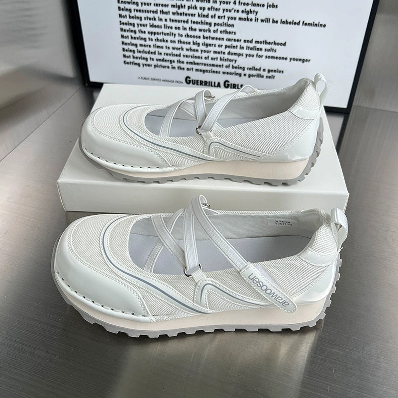 Women's Autumn Flat Mary Jane Genuine Niche Mesh Breathable Versatile Casual Shoes