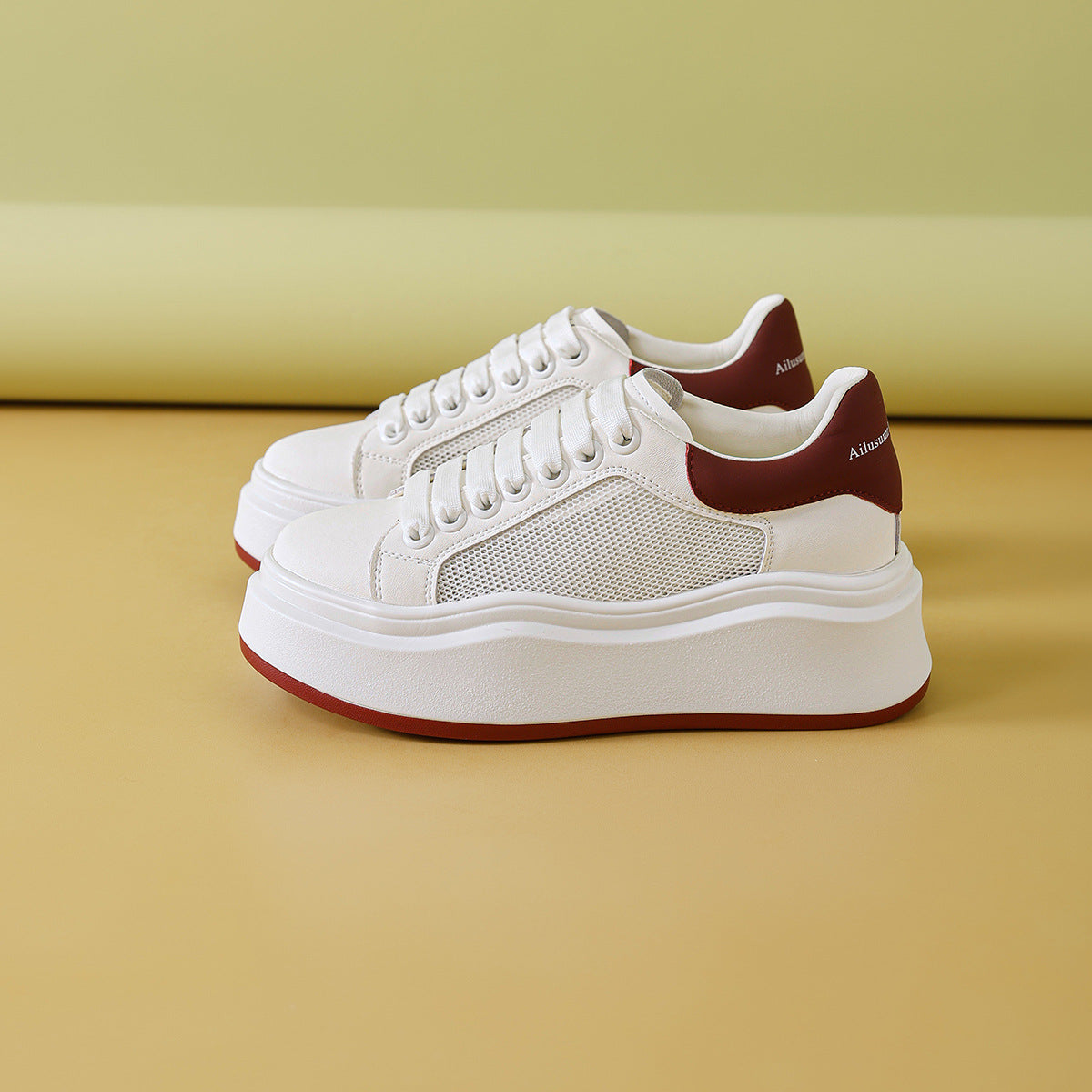 Women's Small Genuine Thick-soled Mcqueen White Spring Casual Shoes