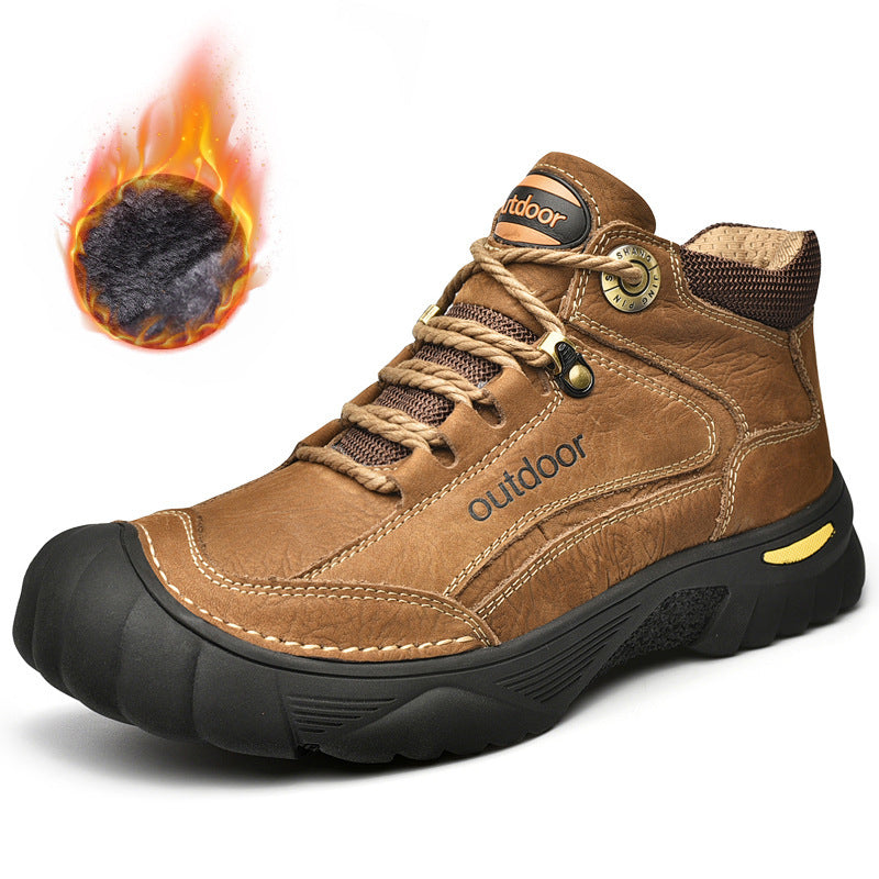 Men's Winter Fleece-lined Thickening Plus Size Cotton Middle Casual Shoes