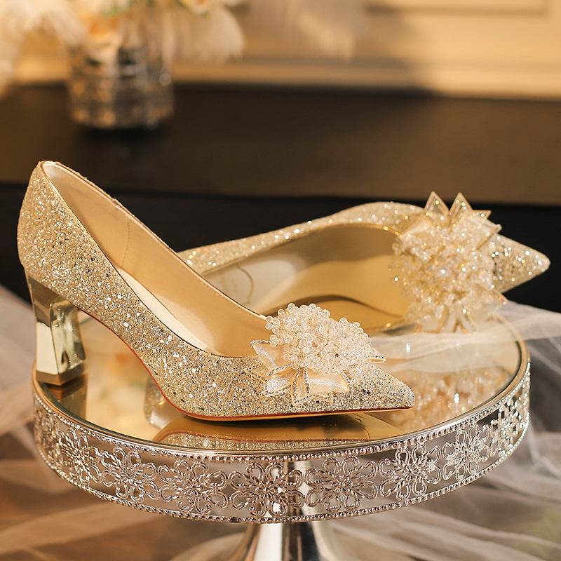 Bridal Wedding Shallow Mouth Pointed Toe Heels