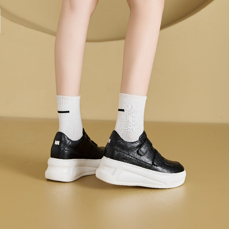 Women's Ma Smiling Face Hidden White Velcro Sneakers