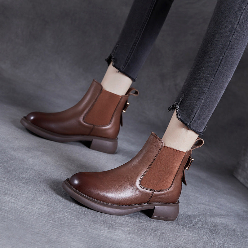 Women's Chelsea Ankle Elastic Band Slip-on Short Low Comfortable Boots