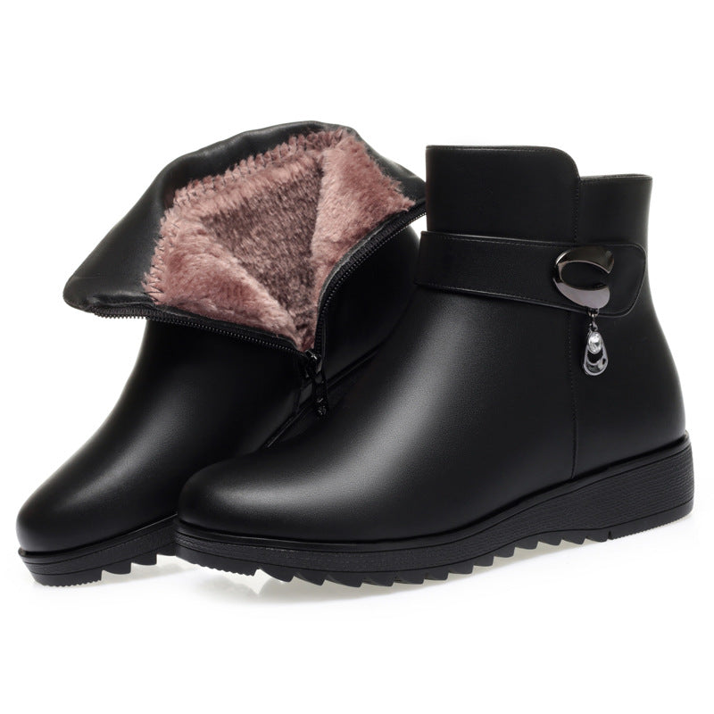 Women's Mother's Soft Wedge Bottom Short Fleece-lined Boots