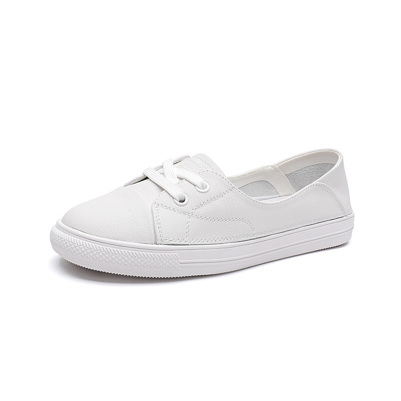 Women's & Men's Cowhide Low-cut White Summer Slip-on Soft Men's Shoes