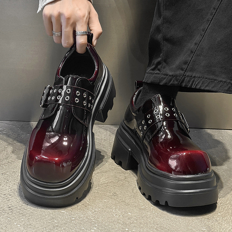 Men's British Style Comfortable Small Winter Raise The Bottom Brown Men's Casual Leather Shoes