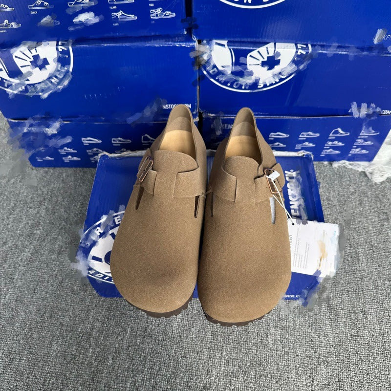 Women's Full Strap Pumps Single Buckle Pure Yuan Thick-soles Slippers