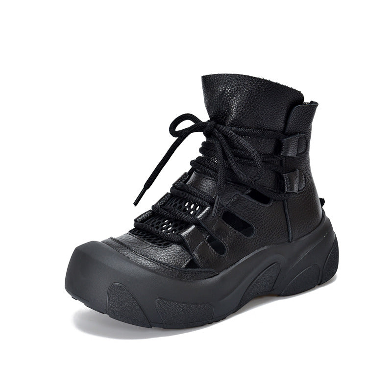 Roman With First Layer Of Cowhide Retro Women's Leather Boots
