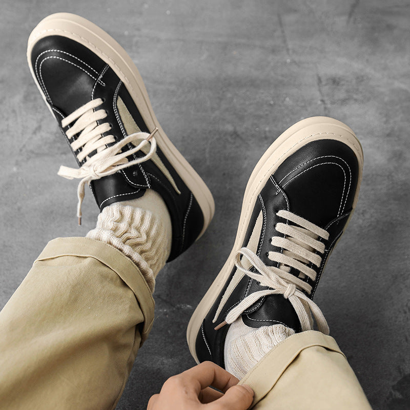 Men's Design Style Surface Dark Black White Low Sneakers