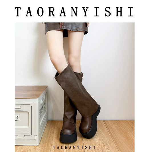 Thick Bottom Knee-high Below The Knee Boots