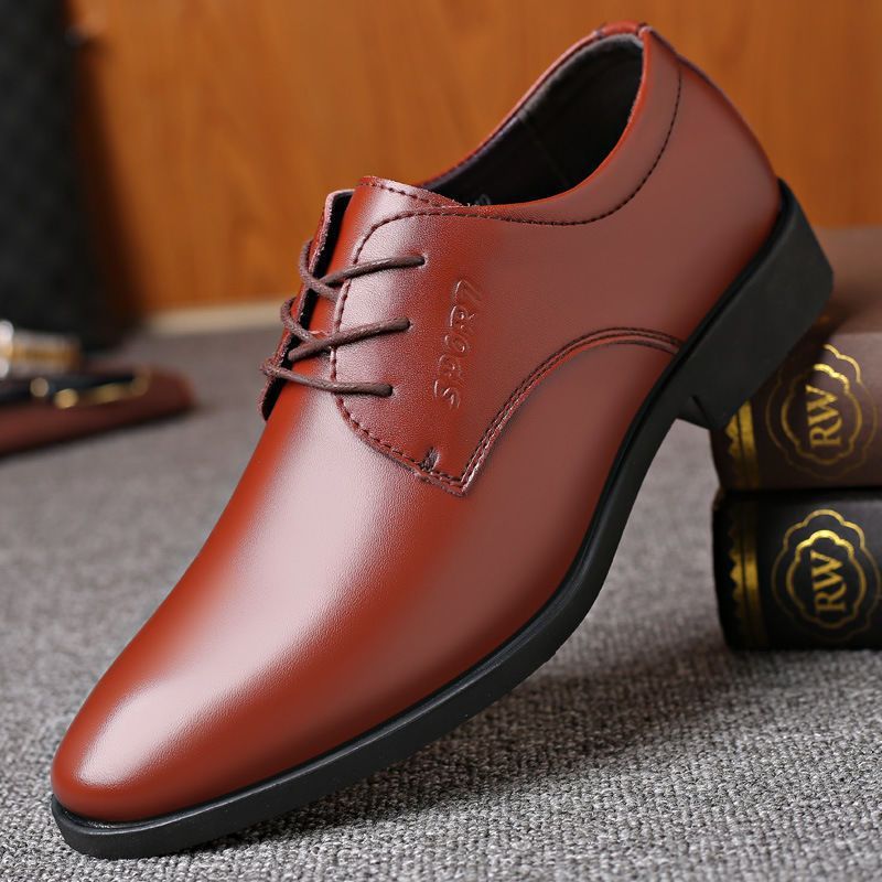 Men's Formal Breathable Lace British Wedding Men's Business Leather Shoes