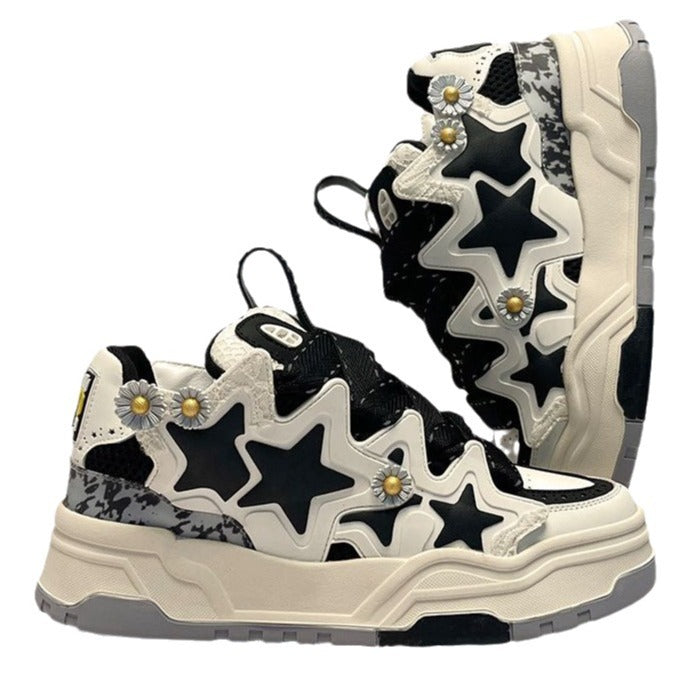 Women's & Men's Beige Cream Couple Bread Niche Design Versatile Sneakers