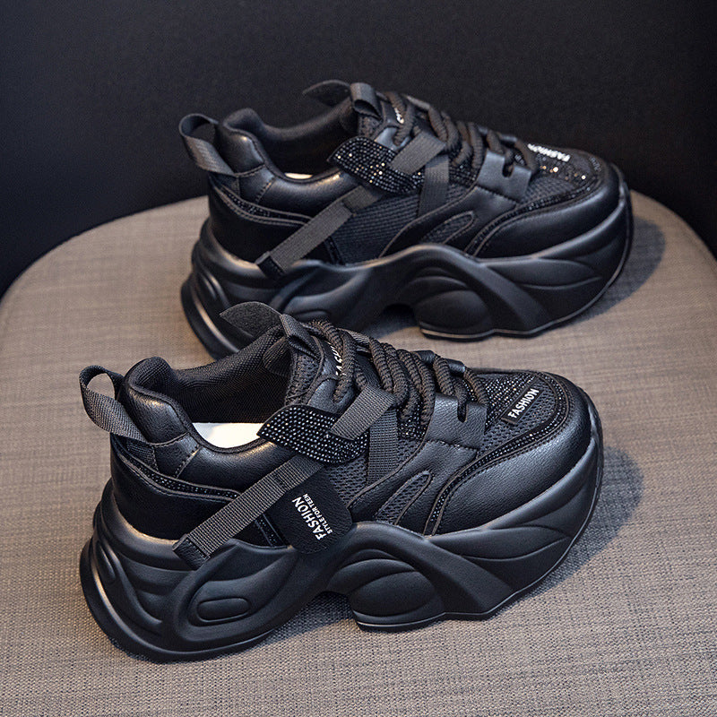 Women's Dad Autumn Genuine Breathable Platform Height Increasing Sneakers