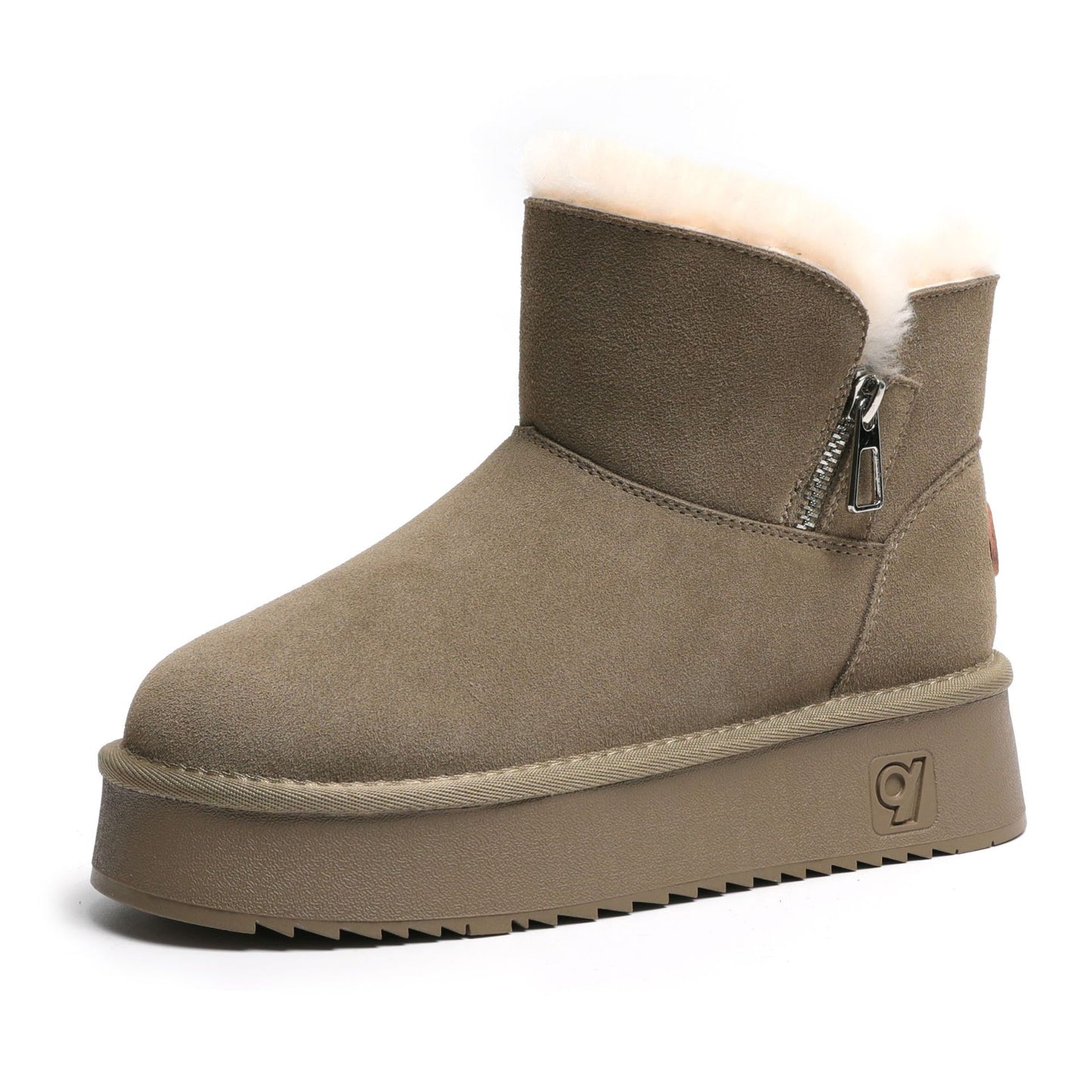 Women's Wool Muffin Short Heightening Thickening Fleece-lined Snow Boots